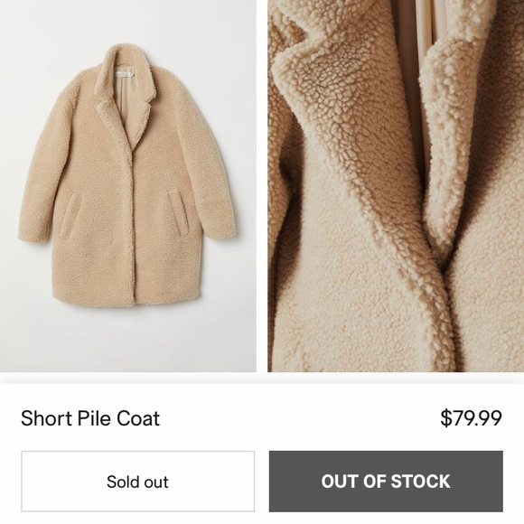 h&m short pile jacket